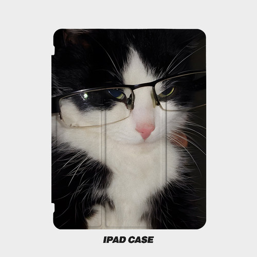 文艺猫咪艺术ins小众适用平板壳iPad7/8/9/10壳2020带笔槽Air2/3/4/5苹果2021第九代11Pro三折min