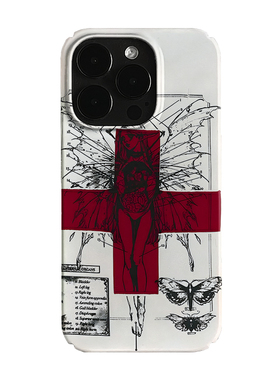 红色十字架艺术小众适用高级感卡通iPhone16pro+苹果15promax菲林手机壳新款13/1214proVIVO90