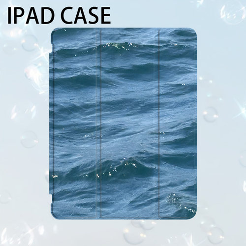 大海艺术ins小众适用平板壳iPad7/8/9/10壳2020带笔槽Air2/3/4/5苹果2021第九代11Pro三折min