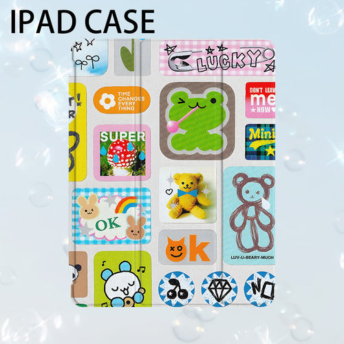 古早风可爱艺术ins小众适用平板壳iPad7/8/9/10壳2020带笔槽Air2/3/4/5苹果2021第九代11Pro三折min