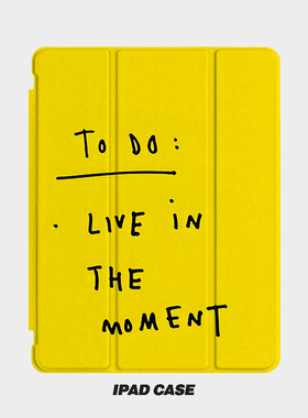 黄色英文简约Y2K艺术ins小众适用平板壳iPad7/8/9/10壳2020带笔槽Air2/3/4/5苹果2021第九代11Pro三折min