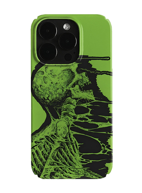 绿色骷髅潮流艺术小众适用高级感卡通iPhone14pro+苹果15promax菲林手机壳新款13/12VIVO90