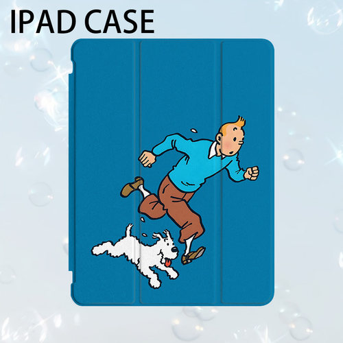丁丁历险记艺术ins小众适用平板壳iPad7/8/9/10壳2020带笔槽Air2/3/4/5苹果2021第九代11Pro三折min