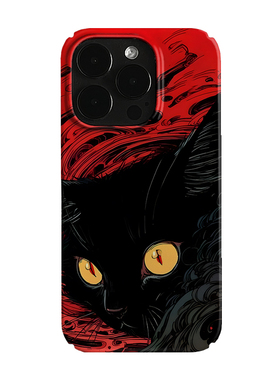 涂鸦黑猫艺术小众适用高级感卡通iPhone16pro+苹果15promax菲林手机壳新款13/1214proVIVO90