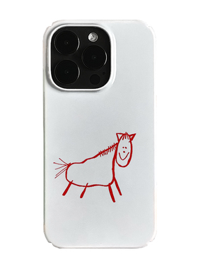 红色简笔画小马艺术小众适用高级感卡通iPhone16pro+苹果15promax菲林手机壳新款13/1214proVIVO90