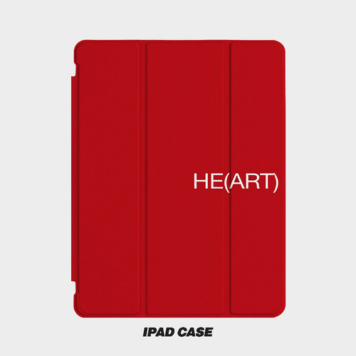 纯红底简约英文艺术ins小众适用平板壳iPad7/8/9/10壳2020带笔槽Air2/3/4/5苹果2021第九代11Pro三折min