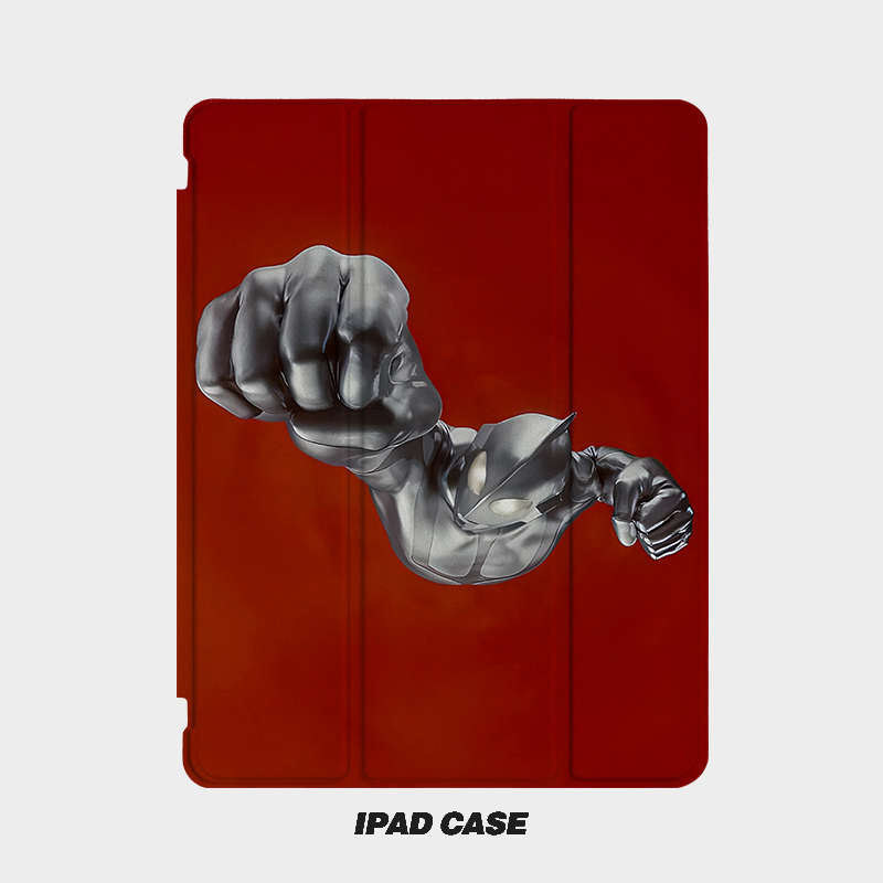 大拳头奥特曼艺术ins小众适用平板壳iPad7/8/9/10壳2020带笔槽Air2/3/4/5苹果2021第九代11Pro三折min
