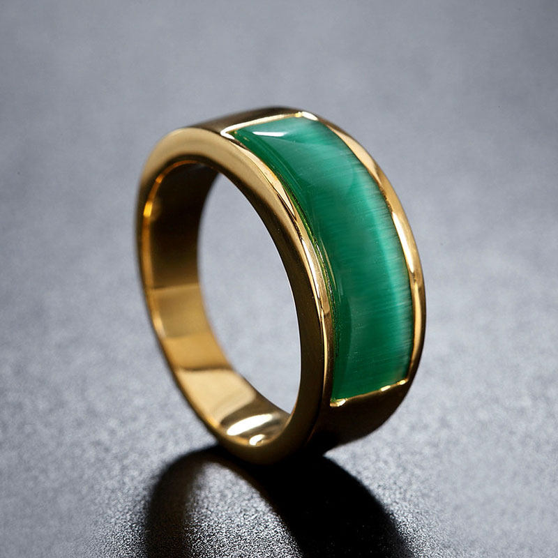 猫眼石戒指个性韩版网红款钛钢