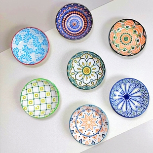 九宫格陶瓷小碗四六宫格碟子3.5寸蘸料碟家用酱油醋碟特色小吃碟