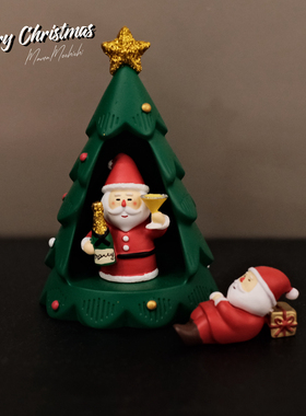 迷你可爱圣诞树圣诞老人创意公仔装饰品摆件氛围治愈节日复古礼物