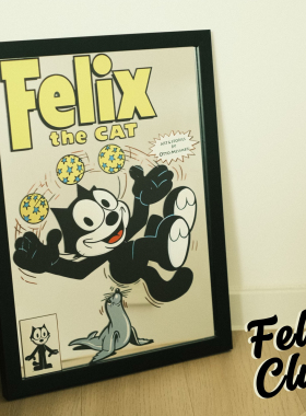 镜面装饰画复古怀旧卡通菲力猫