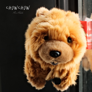 出口可爱呆萌扁头松狮犬小狗公仔毛绒玩具摆件生日礼物儿童玩偶