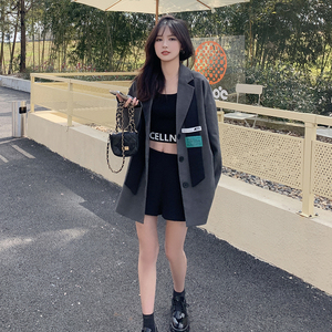甜辣休闲宽松设计感小众西装外套女春秋高级感炸街韩系西服学院风图片