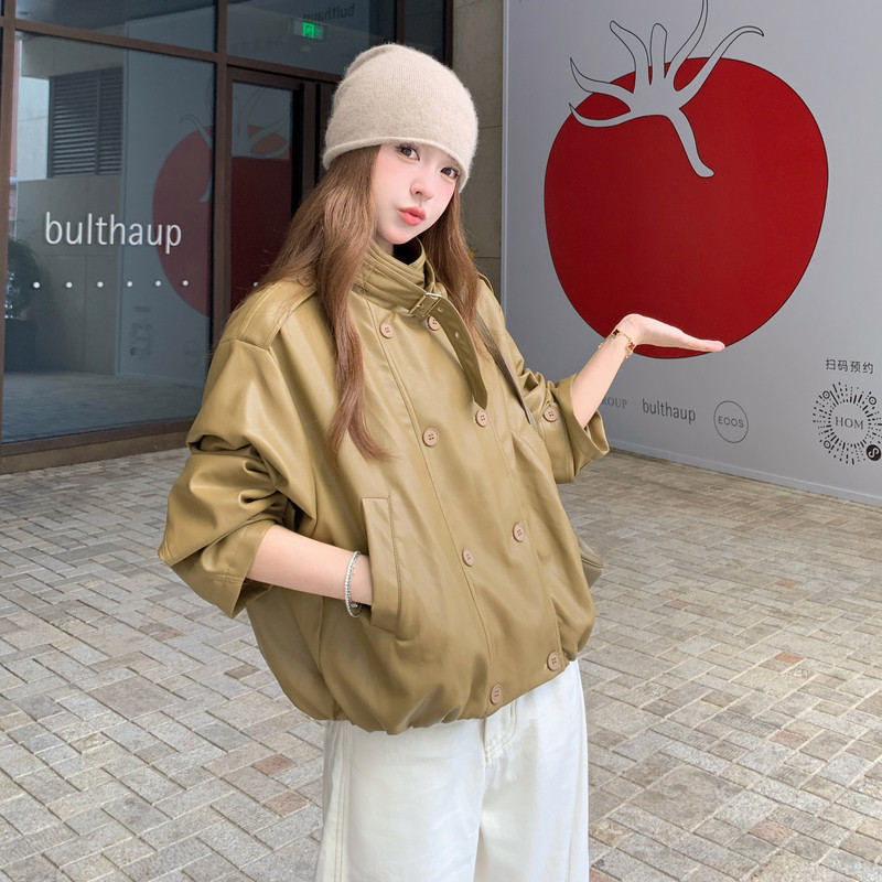 甜酷风复古休闲皮衣外套女春秋2025新款俏皮活泼PU夹克机车服超火,女装风衣,浙宝100