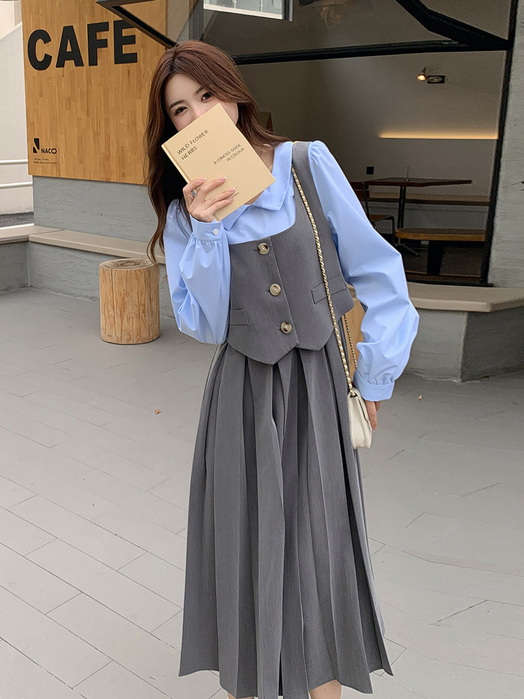 现货主推，春装韩版假两件衬衫领连衣裙B100-5166-p125-k178,女装连衣裙,浙宝100