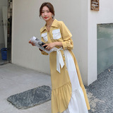 有现货秋季新品拼接连衣裙2032-P115-控168，女装连衣裙，浙宝100