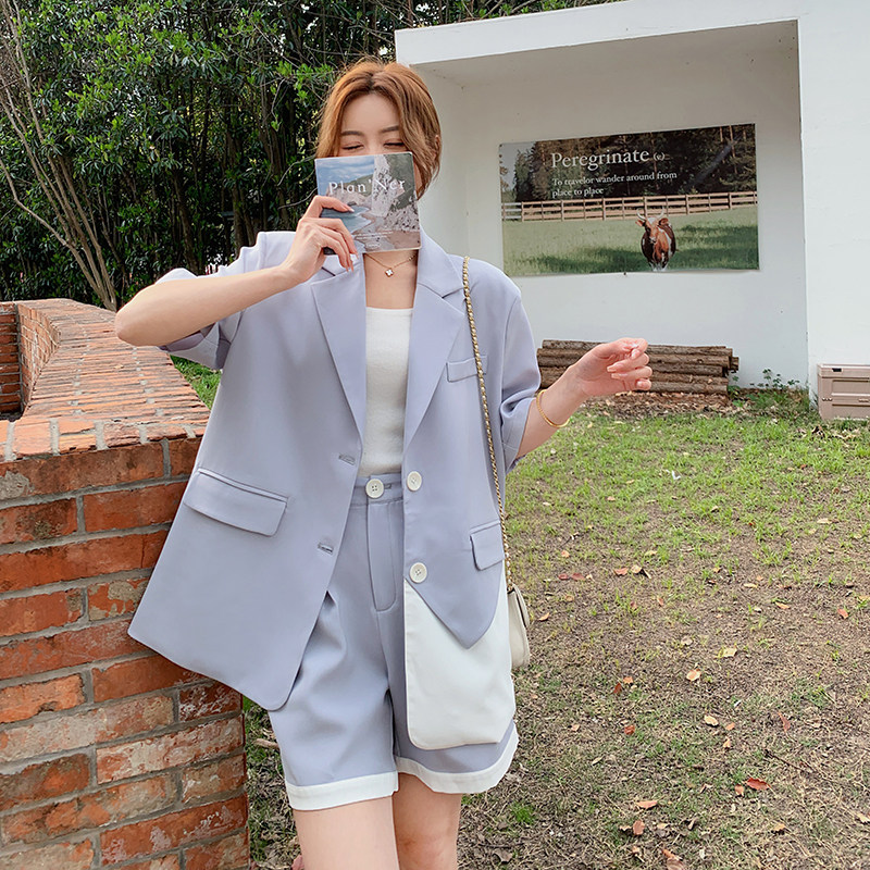 现货主推，原创夏季韩版短袖西装套装B100-3122-p125-K178，女装西装，浙宝100