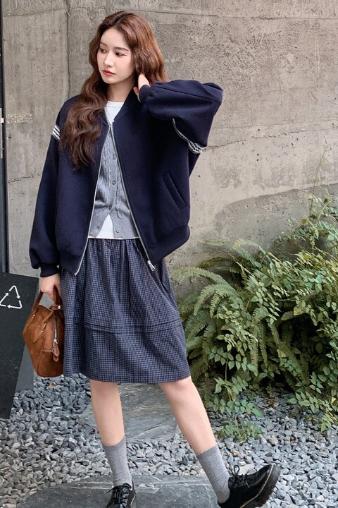 【新款】袖子花边拼接显瘦减龄夹克上衣B100-8666p125-k178,女装大码女装,浙宝100