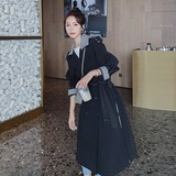 黑色拼格风衣女中长款数据很好077-2128-P145-K198，女装风衣，浙宝100