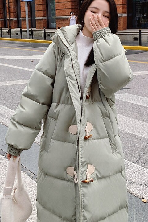 现货，上了就能卖可主推豆绿色长款棉服077-2196-P185-K268,女装羽绒服,浙宝100