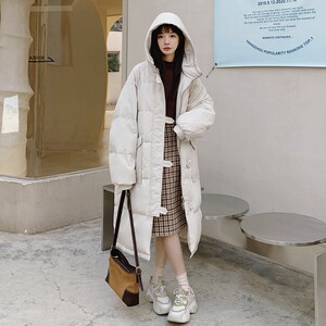 现货，上了就能卖 米白色中长款加厚服077-2802-P185-k268,女装棉衣/棉服,浙宝100