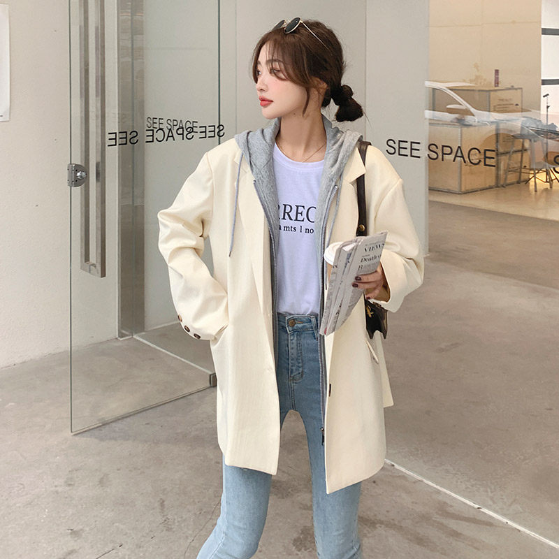 设计感连帽拼接小西装，数据很好20号出货2213-P115K178,女装风衣,浙宝100