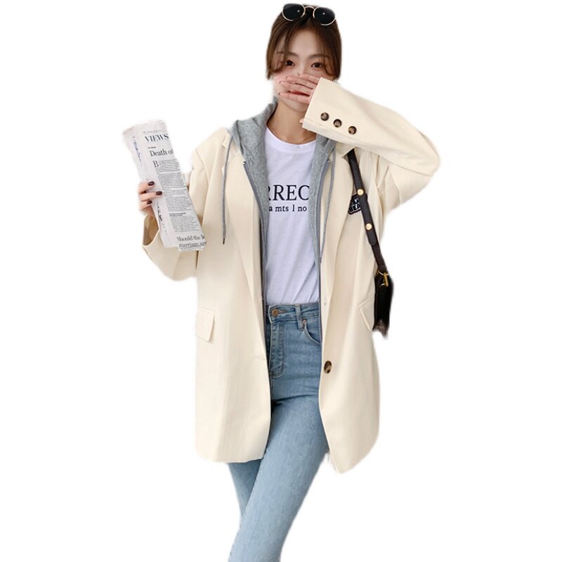 设计感连帽拼接小西装，数据很好20号出货2213-P115K178,女装风衣,浙宝100
