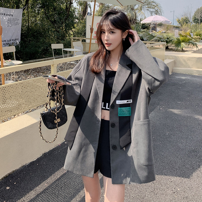 甜辣休闲宽松设计感小众西装外套女春秋高级感炸街韩系西服学院风图片