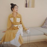 大量现货。秋季拼接连衣裙数据很好，077-2232-P115-K168，女装连衣裙，浙宝100