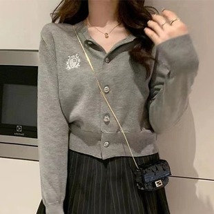 上衣潮 复古学院风刺绣针织开衫 外套女2025年秋季 新款 洋气百搭长袖