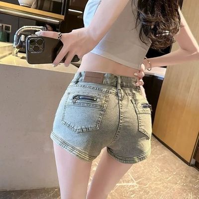 美式复古辣妹裤子水洗做旧牛仔短裤女夏季高腰显瘦热裤超短裤外穿