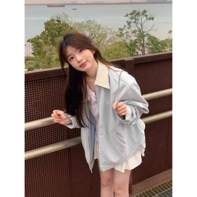 麂皮绒外套女2025春秋季韩系穿搭宽松学生夹克上衣薄款刺绣棒球服