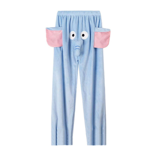 女士长裤秋冬季男搞怪大象睡裤加厚小飞象情侣飞天小象春猪猪丑鱼