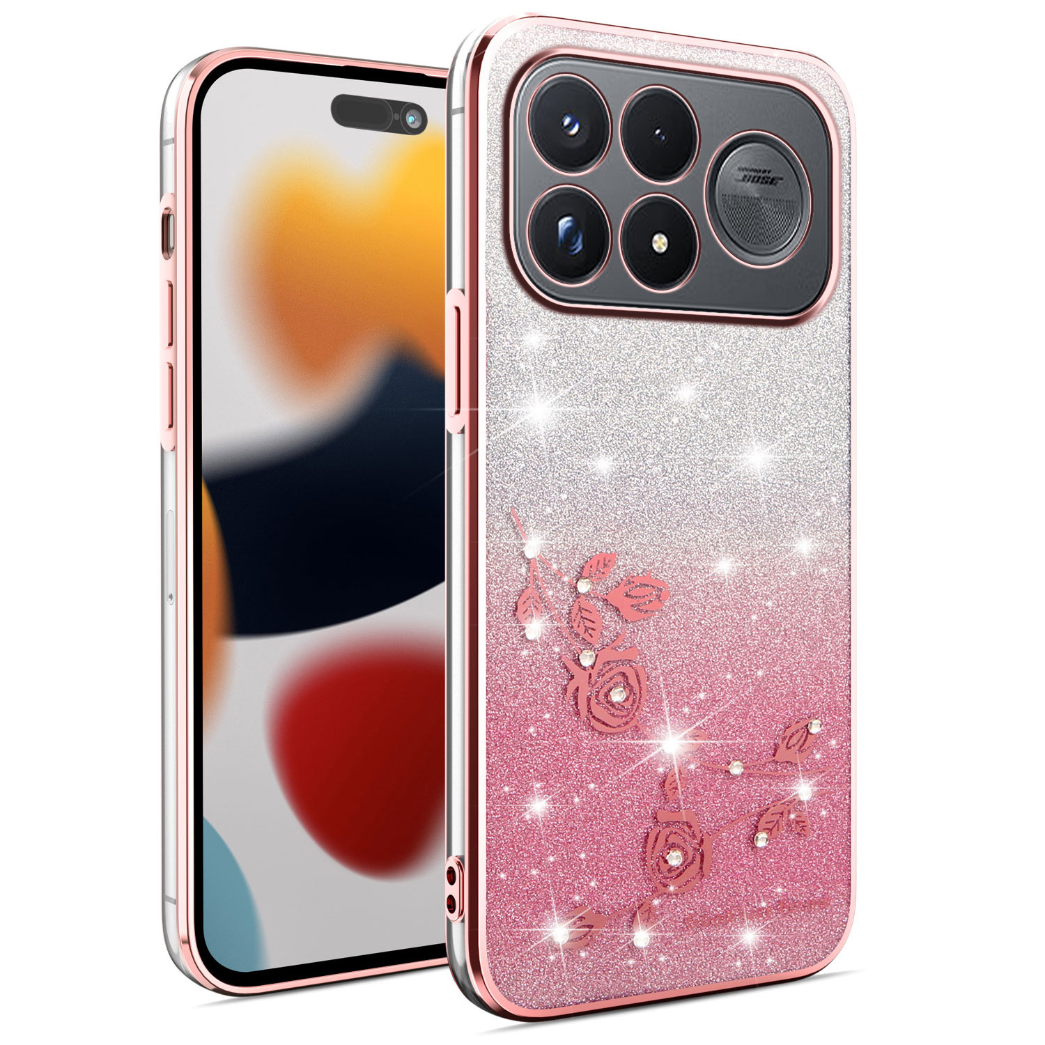 小米PocoF9Ultra手机壳poco保护F9硅胶Uitra渐变套pocf9utra水钻tra镜头全包U防摔pcof9女士软外壳网红ua闪粉