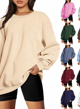 2025 Women's Crewneck Pullover Loose Casual Fleece-lined Ove