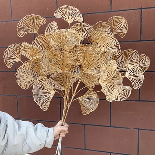 Fan Ginkgo Leaf Gold pronged Artificial Netting Three 1PC