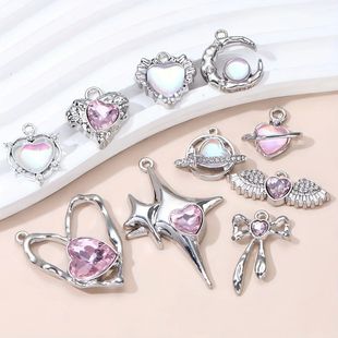 Style Enamel New Y2K Heart Fashion 10pcs Pink Pendant Charms