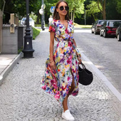 Women Vacation Printed Mid neck 2025 Dot Lap length