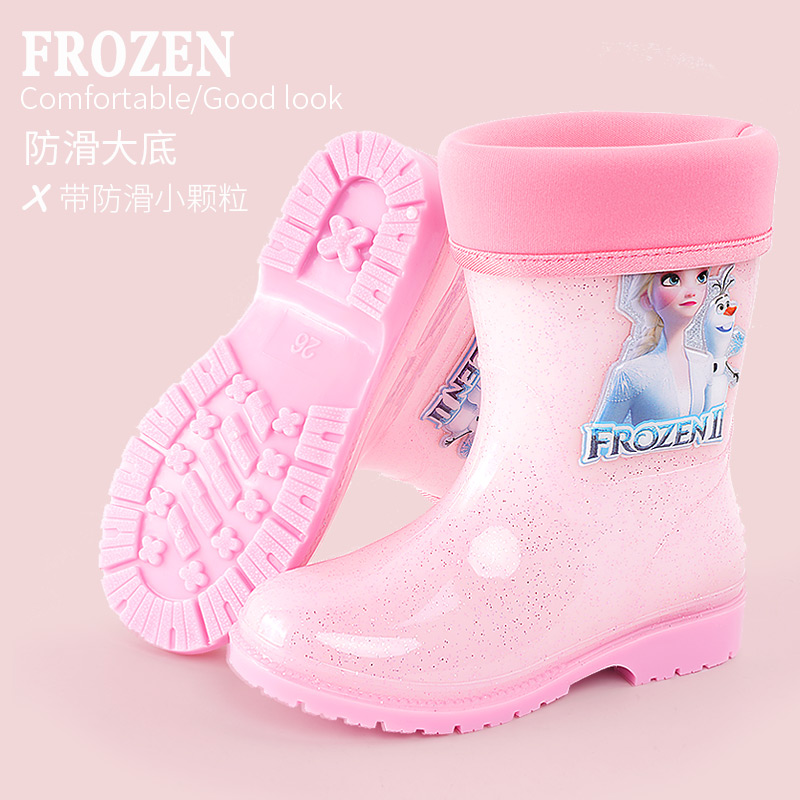 迪士尼儿童雨鞋女孩加厚保暖