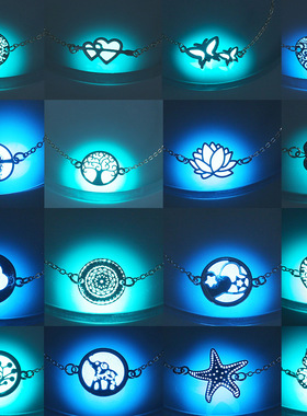 时尚个性创意铜片滴油夜光爱心生命树发放吊坠手链欧美跨境配饰