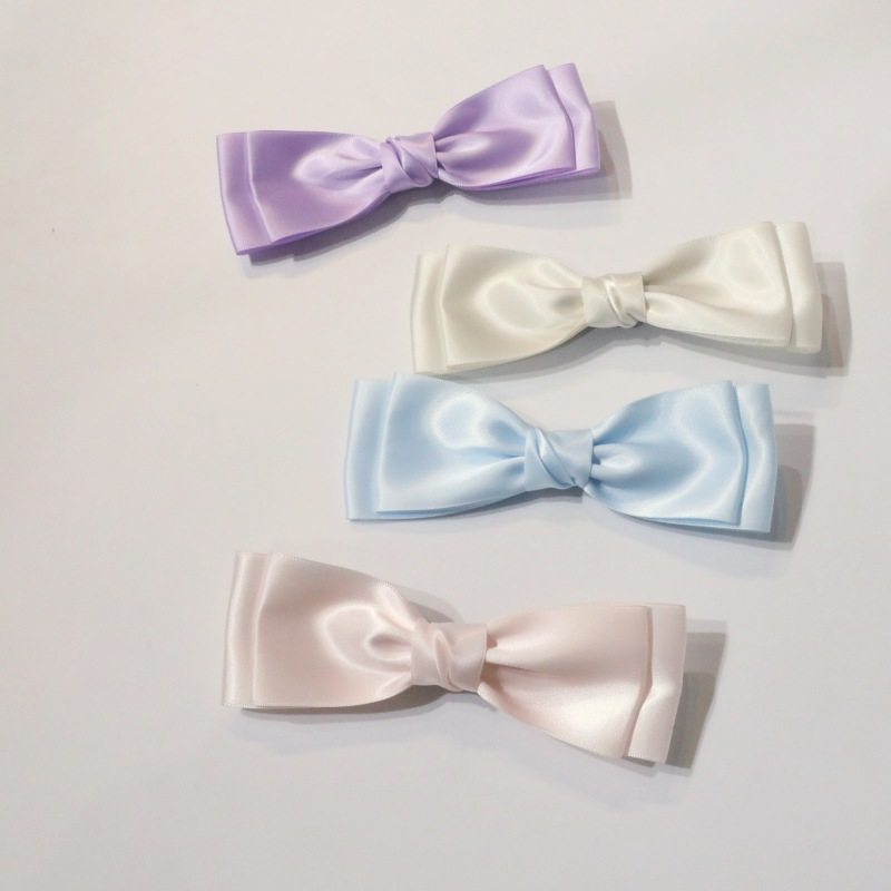 高品质~法式甜美双层蝴蝶结发夹光泽织带高级感鸭嘴夹少女顶夹