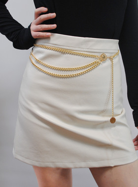 欧美配饰跨境新品 复古性感潮女身体链 2022个性简约瑜伽铝腰链