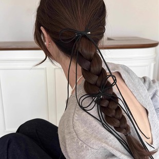 韩系明星同款 高级感双马尾半扎发鸭嘴夹 鹿皮绒蝴蝶结发夹2024新款