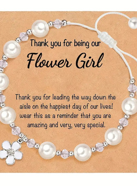 亚马逊跨境手链手工编织手绳仿珍珠手串女士花朵时尚手饰