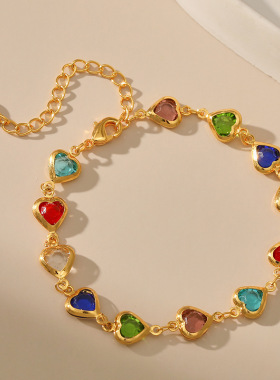 跨境外贸专供糖果色亚克力串珠手工制作甜美手串民族风镀18K手链