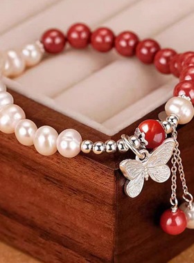 2024新款珍珠和田钰蝴蝶手链ins小众设计百搭流苏手串送闺蜜礼物