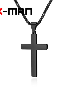 跨境简约镜面抛光品质不锈钢十字架项链中性钛钢吊坠配饰品批发