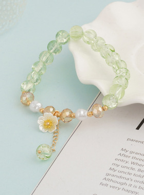 2023冬季新款彩色韩版爆花水晶手串女生DIY清新小花朵手链ins手饰