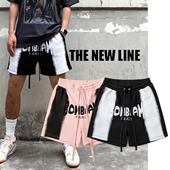 潮牌宽松喷脏刺绣四分裤 男短裤 休闲运动中裤 夏季 街头嘻哈运动裤