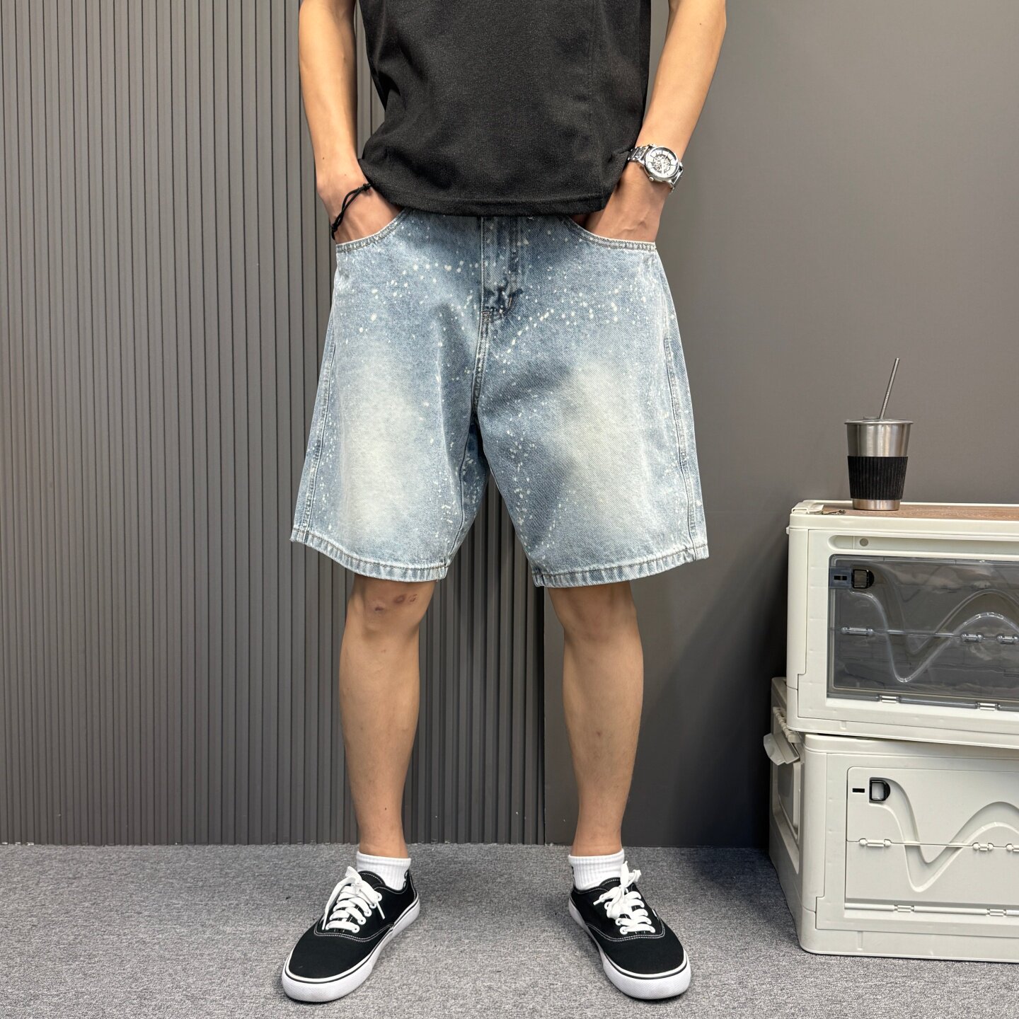 复古水洗休闲风牛仔短裤男士夏季薄款宽松直筒五分裤休闲百搭潮裤